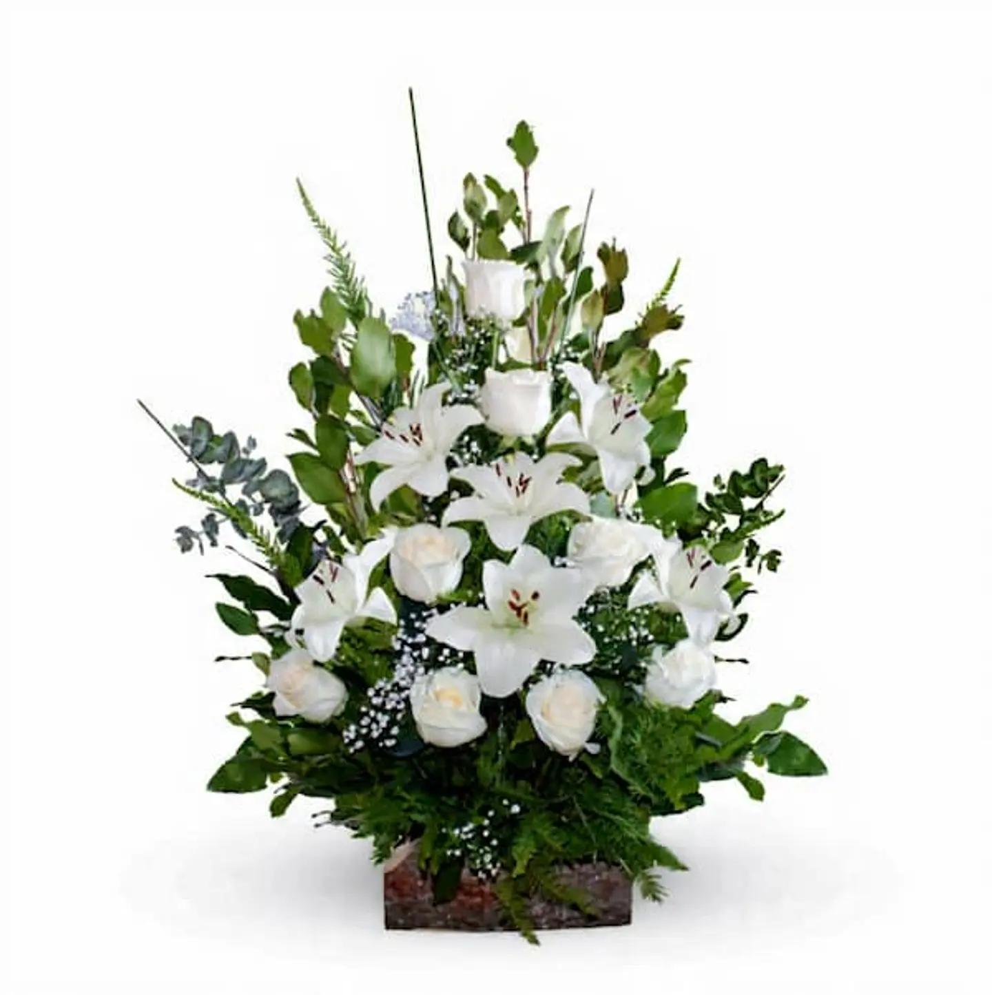 Arreglo de Liliums y Rosas Blancas 60cm  1