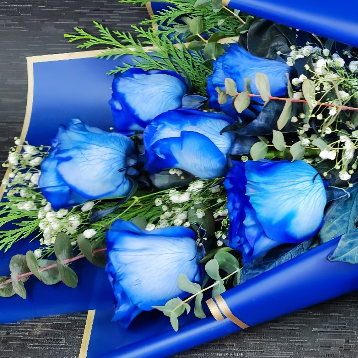 Oferta Única: Ramo 6 Rosas Azules + Ferrero Rocher 2
