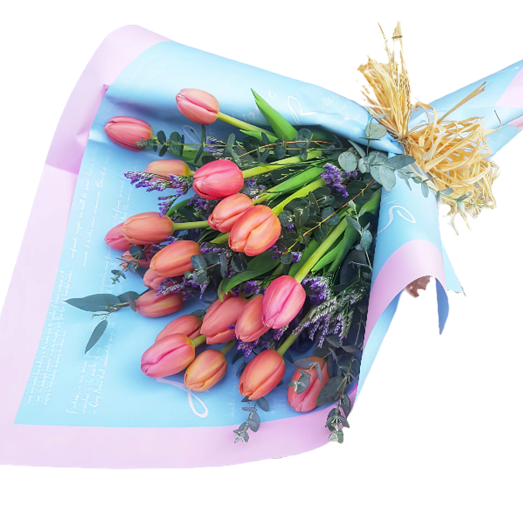 Ramo de Tulipanes Salmón – Delicadeza y Cariño 1