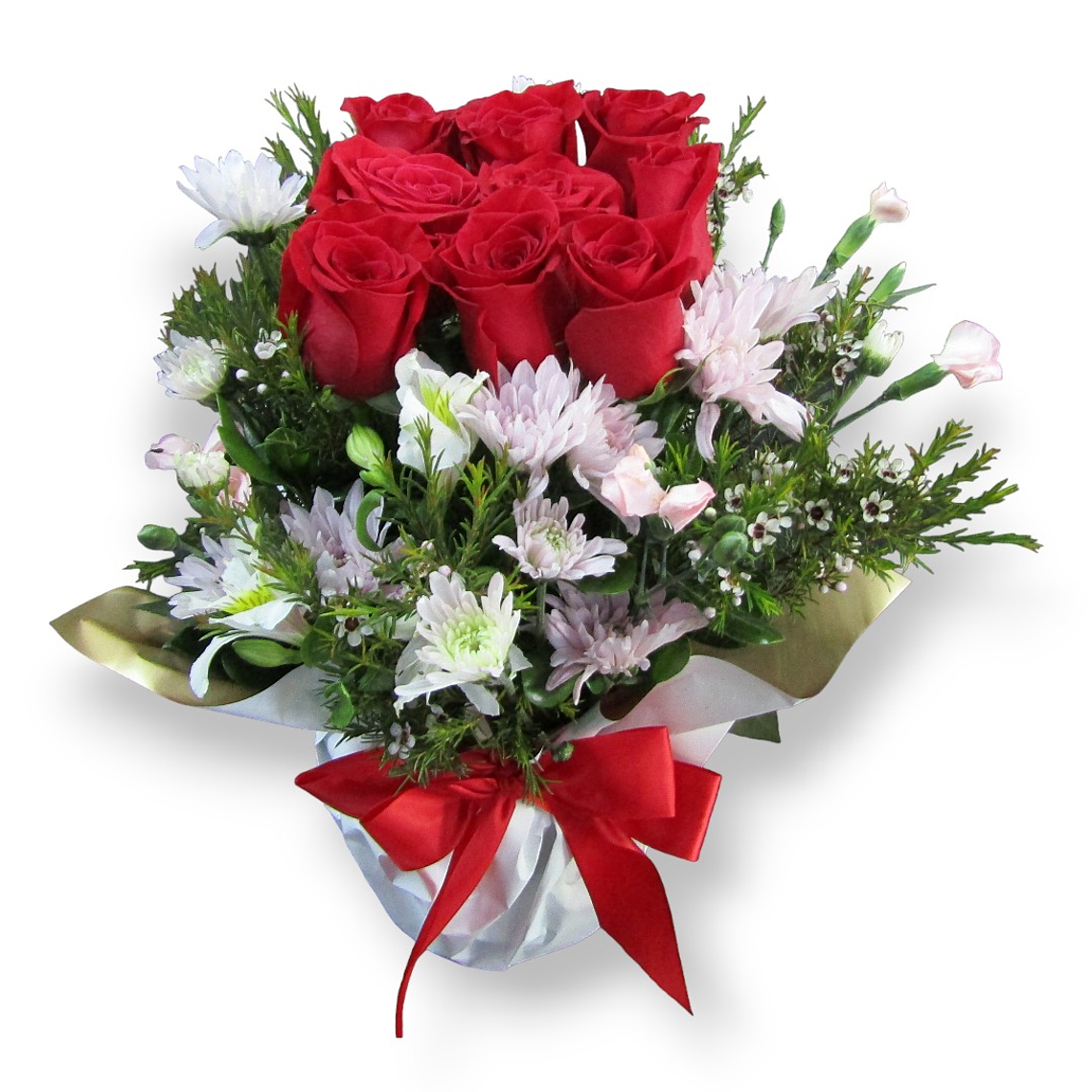 Arreglo de Rosas Rojas y Flores Mixtas 1