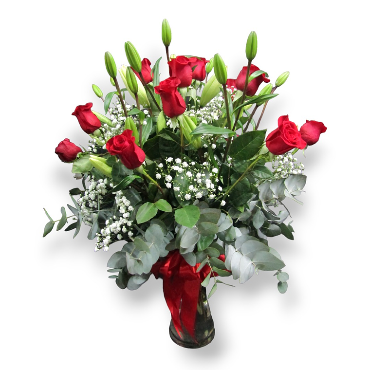 Arreglo de Rosas Rojas y Lirios  1