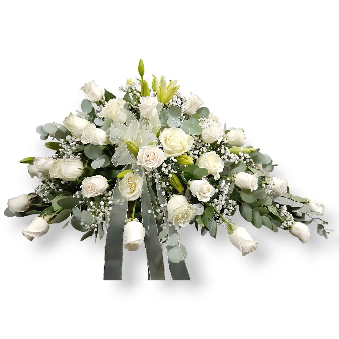 Cojín Fúnebre de 50 Rosas y Liliums 1