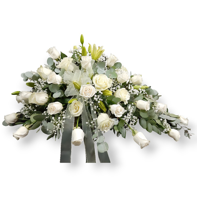 Cojín Fúnebre de 50 Rosas y Liliums 1