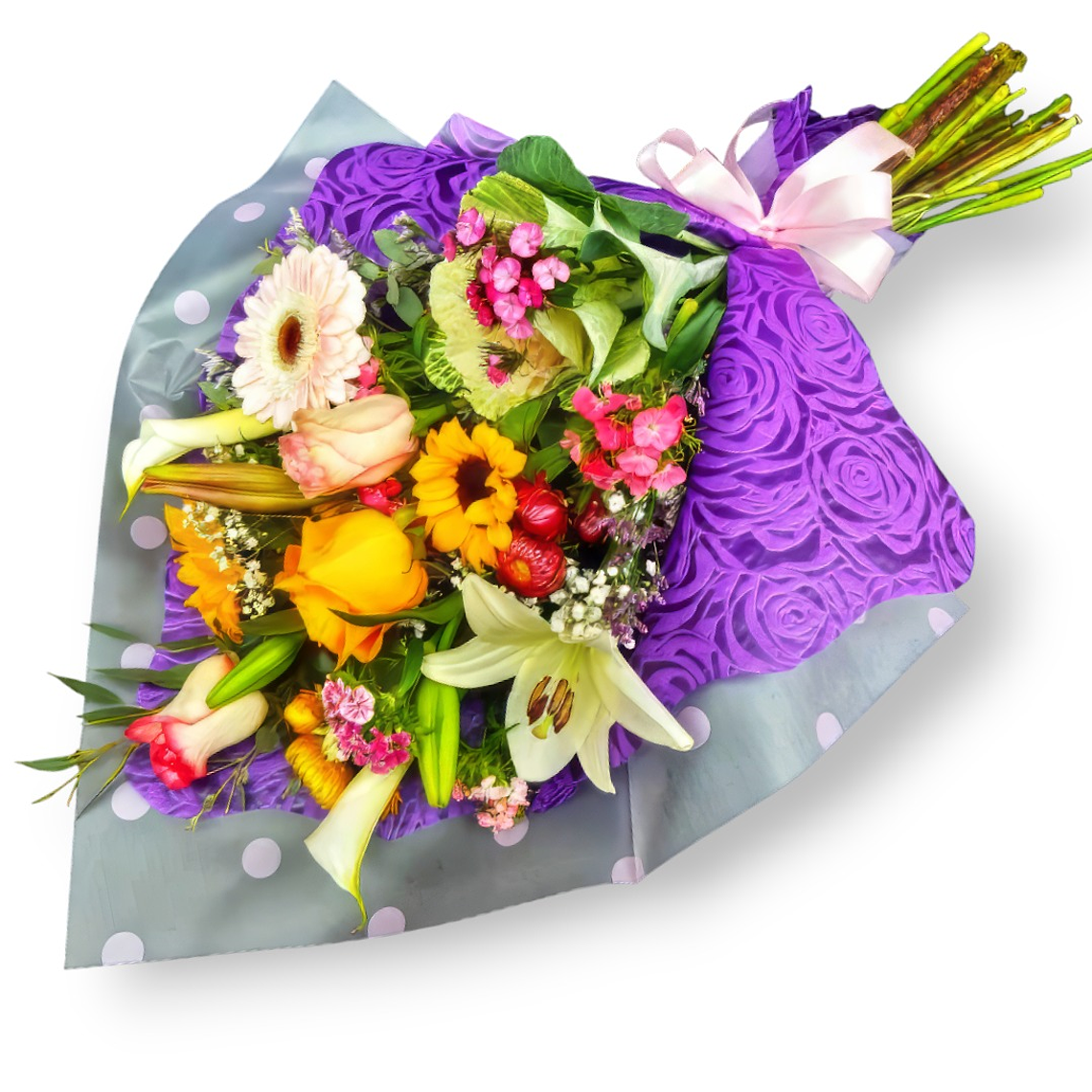 ⭐ Tercer Más Vendido: Ramo de Rosas, Girasoles, Lirios  1
