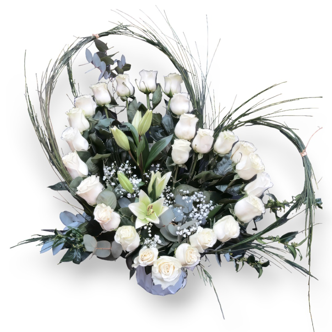 Corazón Floral | Rosas Blancas y Lirios 1