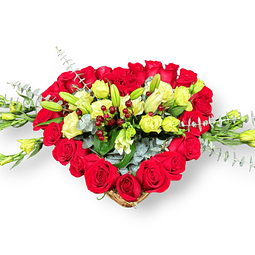 Corazón fúnebre con Rosas y Liliums