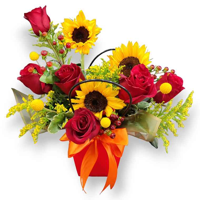 Cartera Floral de Rosas Rojas y Girasoles 1