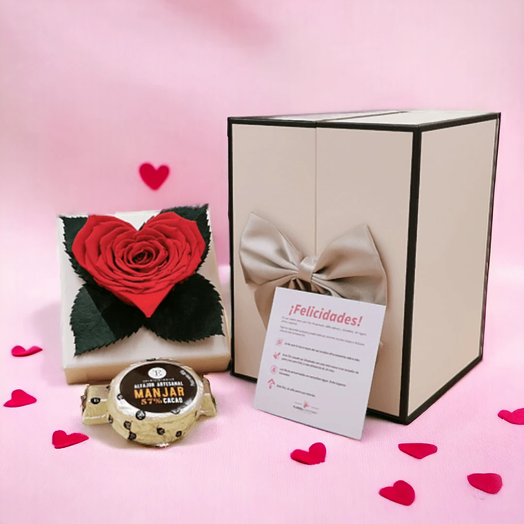 Box con Rosa Eterna Corazón y Bombones  1