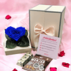 Box con Rosa Eterna Corazón y Bombones 