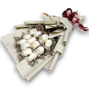 Ramo de 12 Rosas Blancas Frescas  [Elija Color]