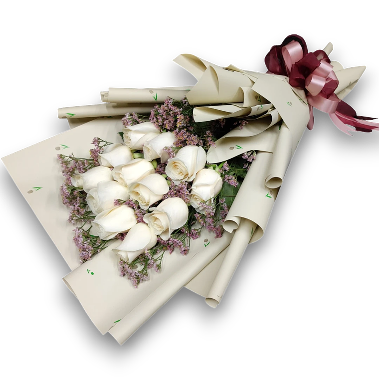 Ramo de 12 Rosas Blancas Frescas  [Elija Color] 1