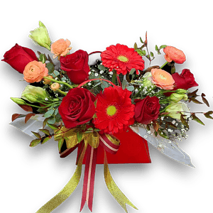 Cartera Deluxe con Rosas Rojas y Gerberas