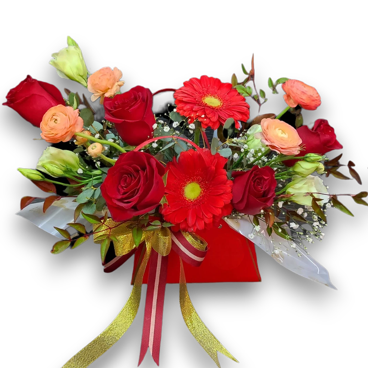 Cartera Deluxe con Rosas Rojas y Gerberas 1