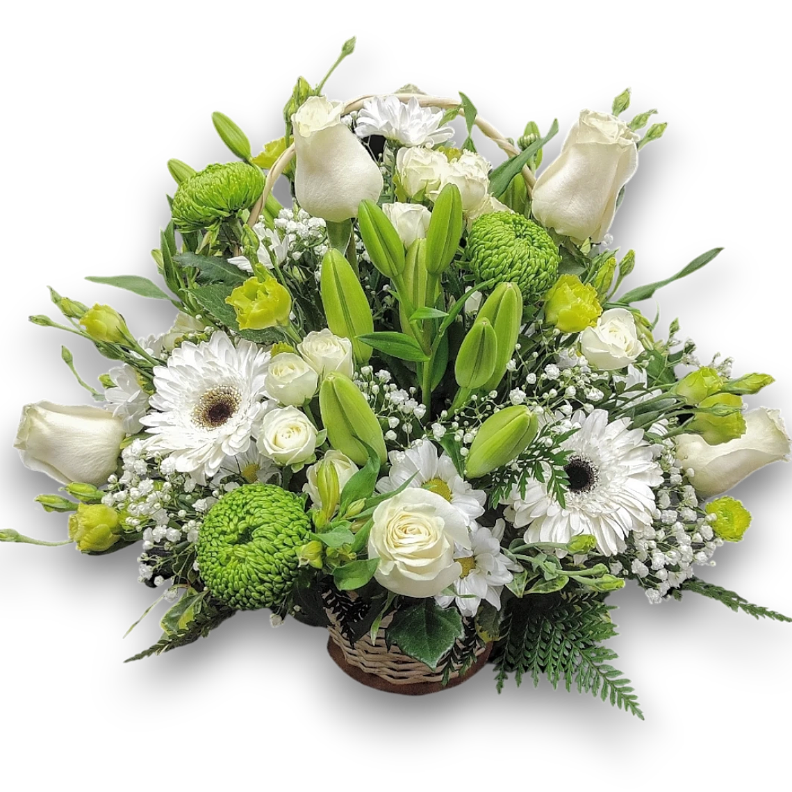 Canasta Condolencias 'Paz y Esperanza' Blanca y Verde 1