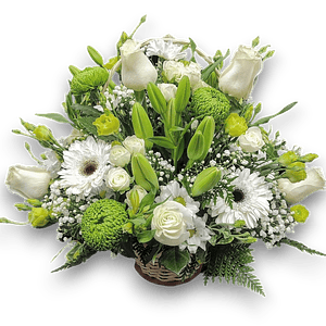 Canasta Condolencias 'Paz y Esperanza' Blanca y Verde
