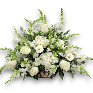 Canasta Condolencias 'Serenidad Natural' Blanca y Verde