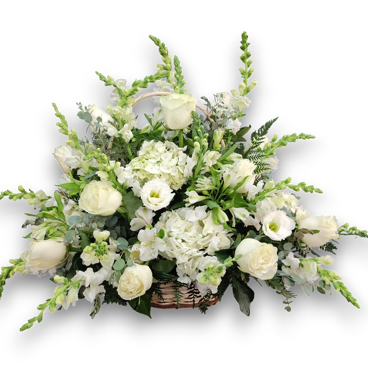 Canasta Condolencias 'Serenidad Natural' Blanca y Verde 1