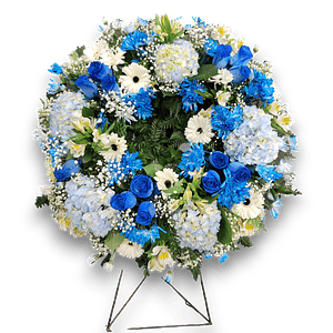 Corona Condolencias Rosas Azules
