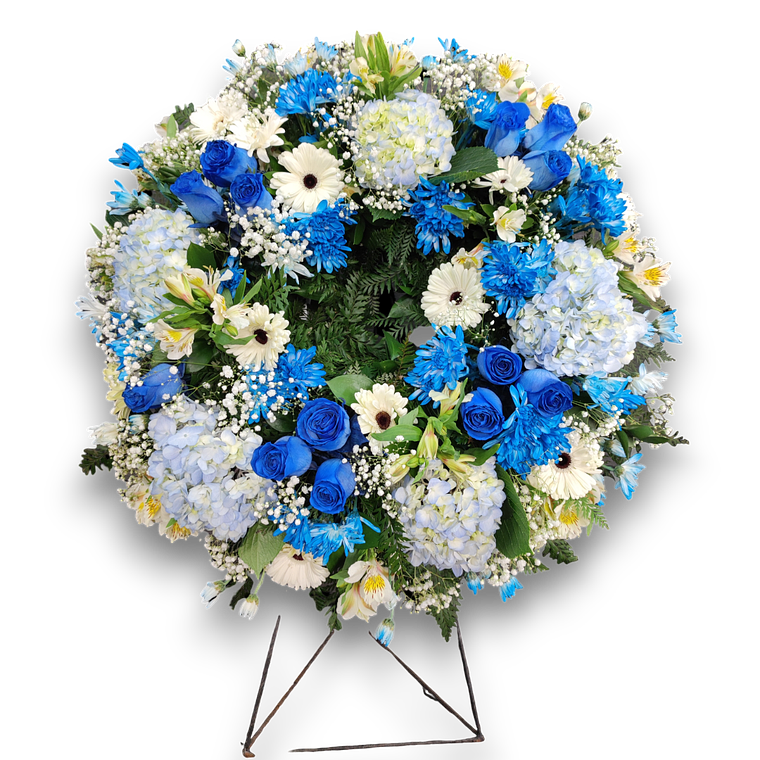 Corona Condolencias Rosas Azules 1