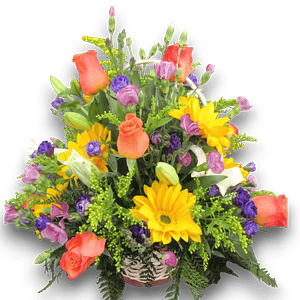 Cesta de Flores mixtas con explosión de Alegría