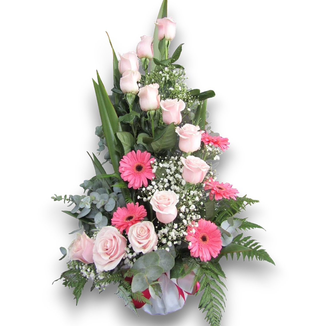 Arreglo de Rosas Rosadas y Gerberas 1