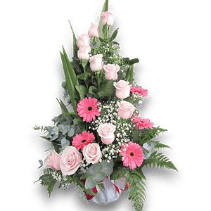 Arreglo de Rosas Rosadas y Gerberas