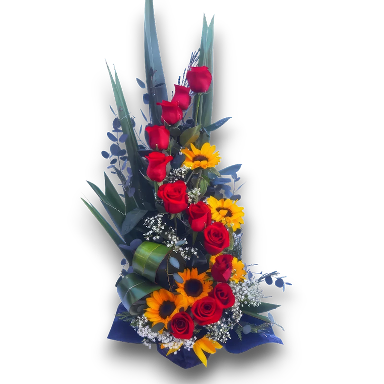 Arreglo de Rosas Rojas y Girasoles  1