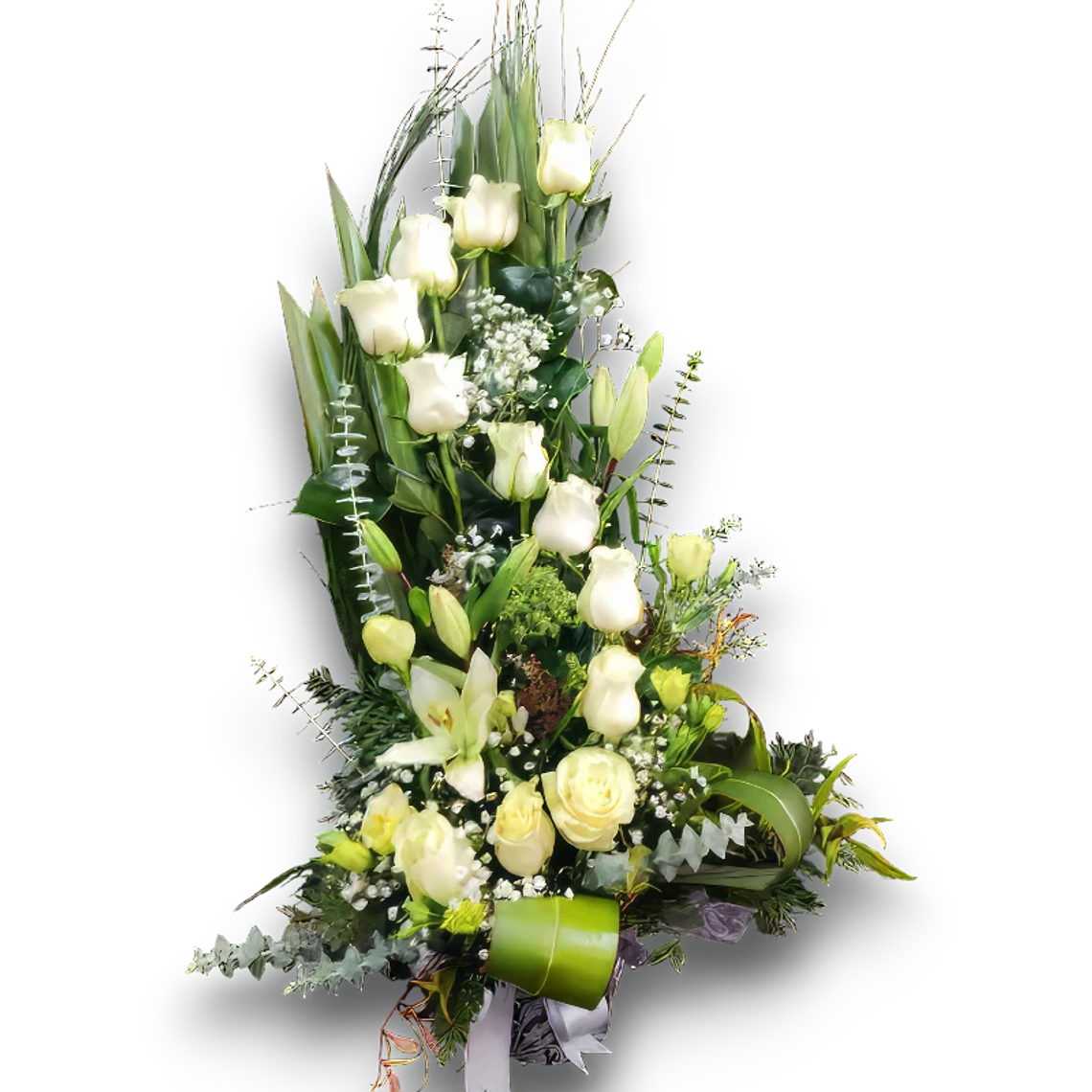 Arreglo de Rosas Blancas y Lirios  1