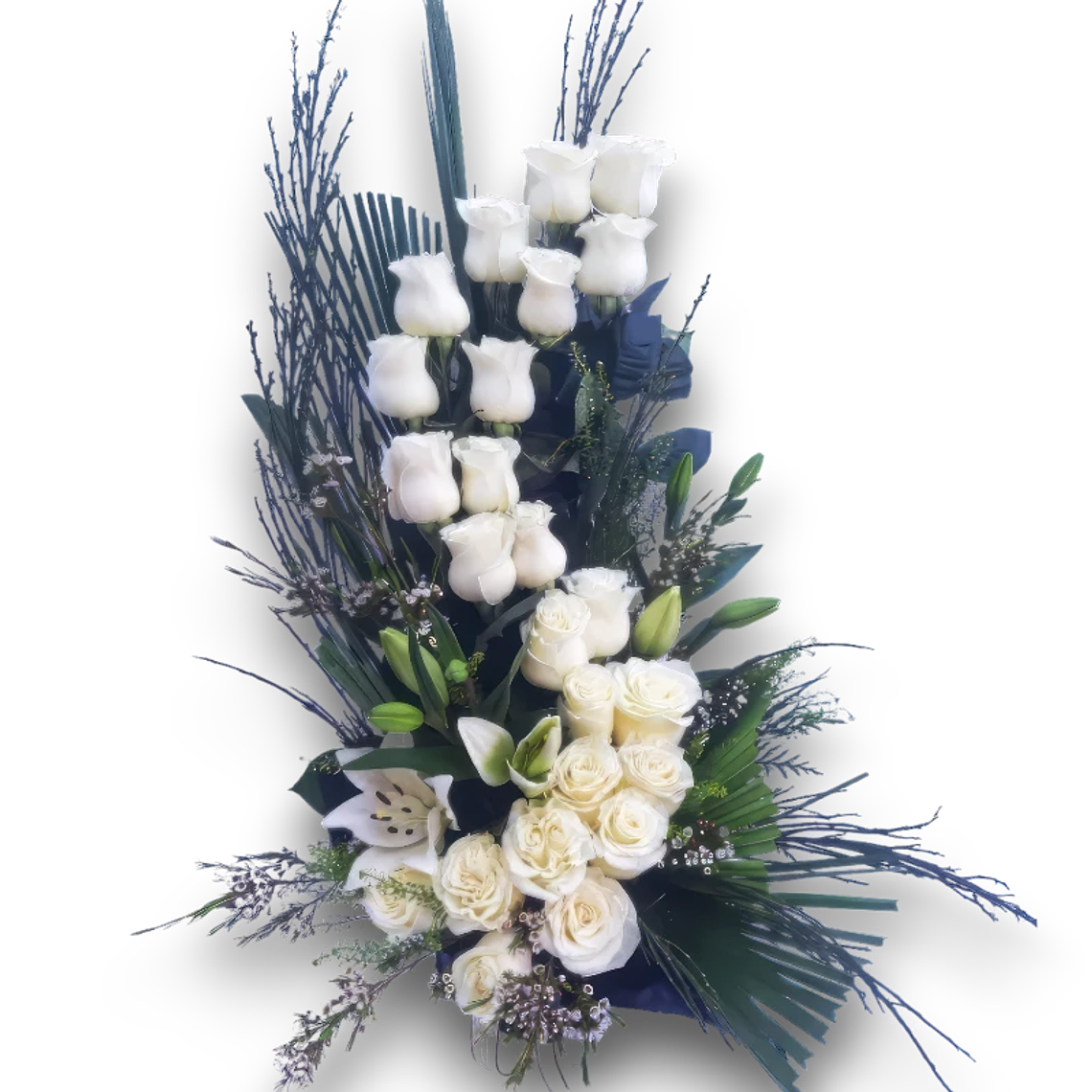 Arreglo de Rosas y Liliums (Blanco) 1