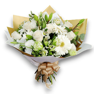 Ramo Elegante de Rosas Blancas, Lirios y Gerberas