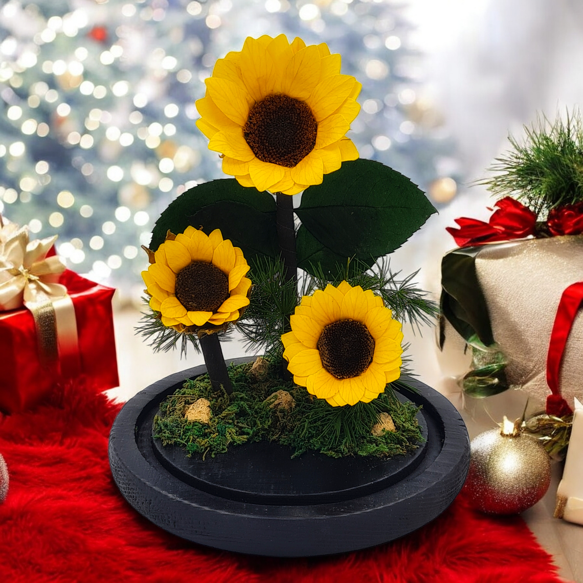 Trío de Girasoles Eternos en Cúpula mediana  1