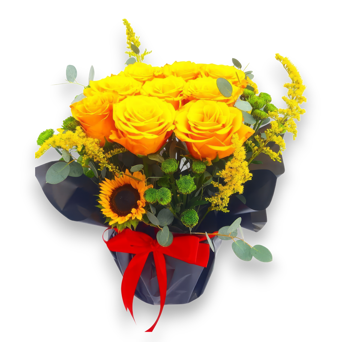 Arreglo de Rosas Amarillas y Girasol 1