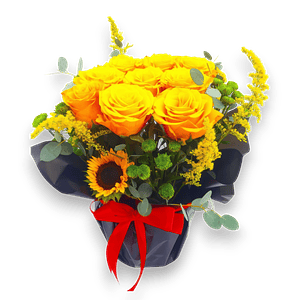 Arreglo de Rosas Amarillas y Girasol