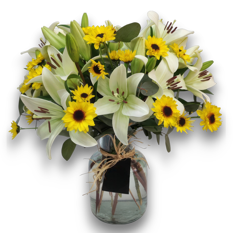 Florero de Liliums y Margaritas Amarillas 1