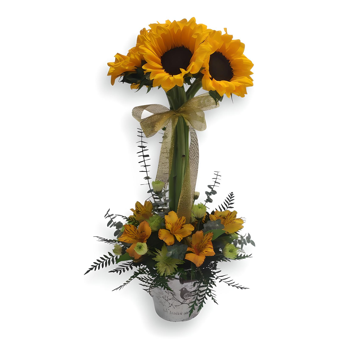 Arreglo de Condolencias con Girasoles y Rosas 1