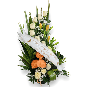 Espiral Condolencias Blanco y Naranja