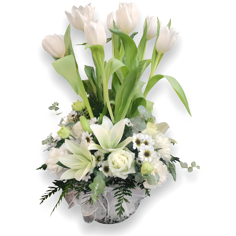 Arreglo Floral con Rosas, Liliums y Tulipanes  1