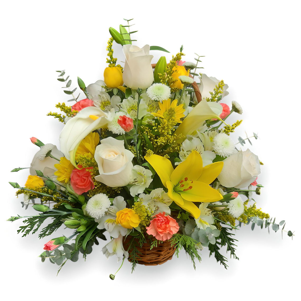 Canasta Condolencias 'Luz de Recuerdo' Amarilla y Blanca 1