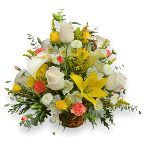 Canasta Condolencias 'Luz de Recuerdo' Amarilla y Blanca