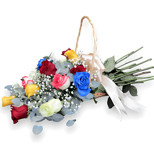 Canasta Condolencias Rosas Mixtas Tendidas