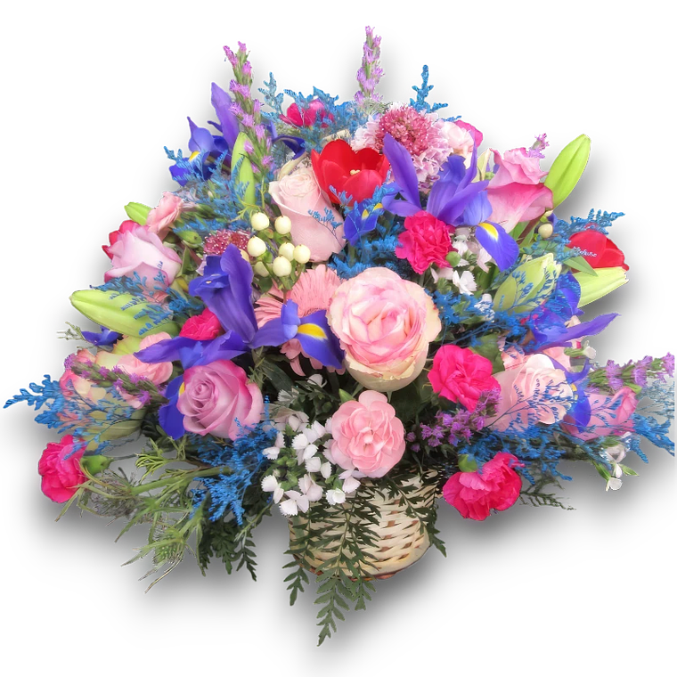 Canasta Condolencias 'Alma en Colores' Rosas y Azules. 1