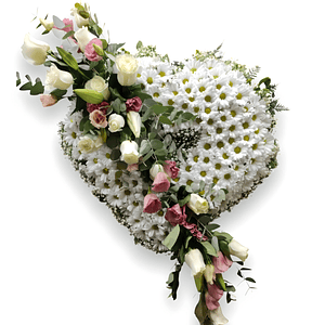 Corazón Premium Blanco – Condolencias Rosas y Liliums