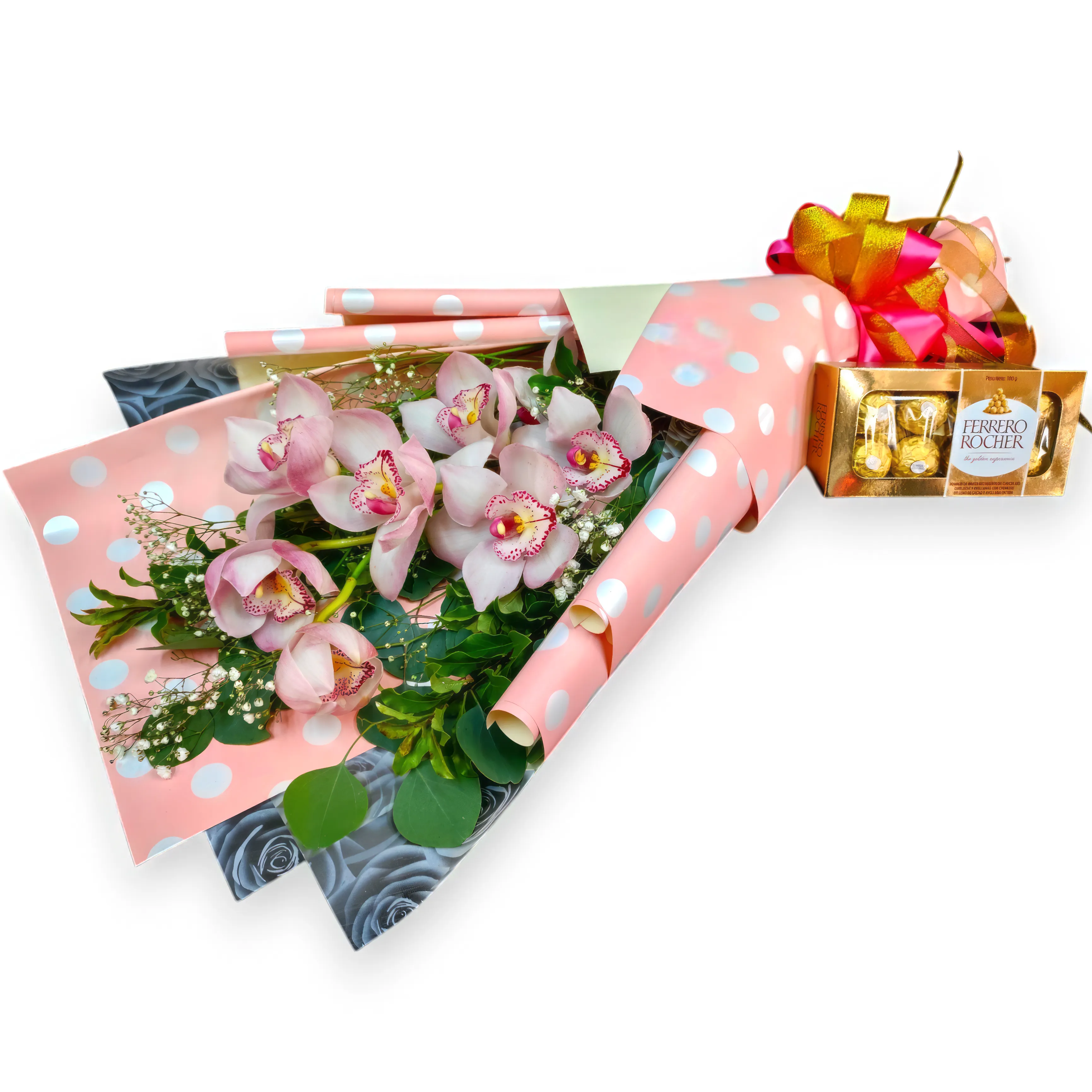 Oferta Especial: Ramo Orquídeas Cymbidium y Ferrero Rocher 