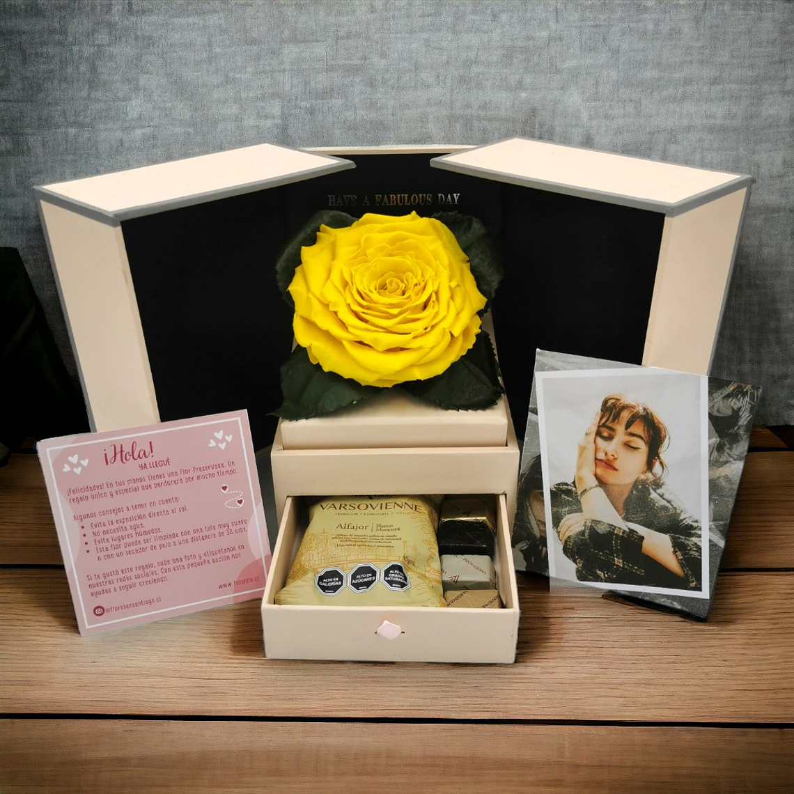 Box con Rosa Eterna Amarilla 1