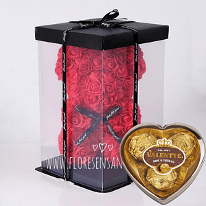 Teddy de Rosas Rojas + Bombones