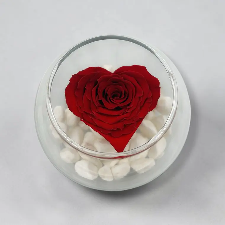 Rosa Eterna Corazón en esfera de Cristal – Diseño Zen 2