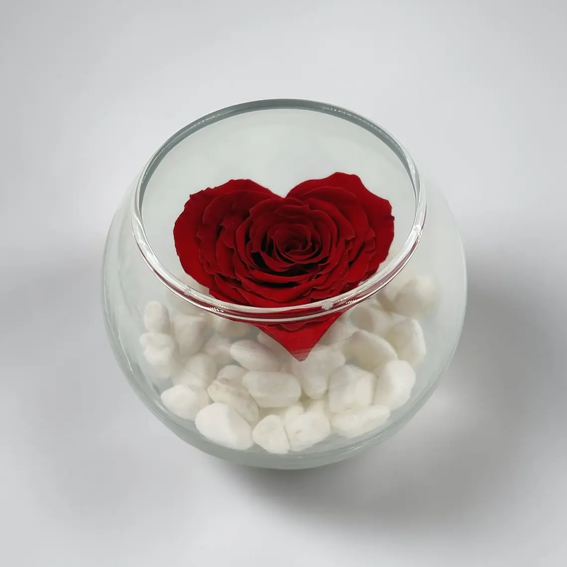 Rosa Eterna Corazón en esfera de Cristal – Diseño Zen 1