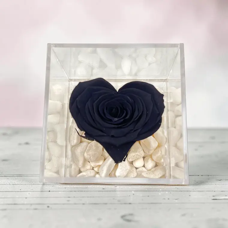 Mini Rosa Negra en Forma de Corazón 2