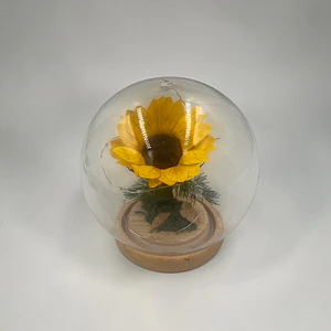 Mini Girasol en Esfera de Cristal con Luces LED