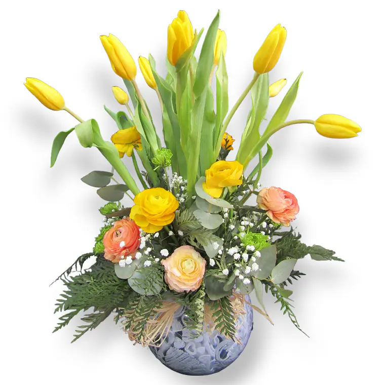 Arreglo de Tulipanes y Ranúnculos Amarillos 1